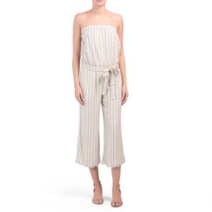 Cloth & Stone Women's Strapless Stripes Linen Blend Jumpsuit XS